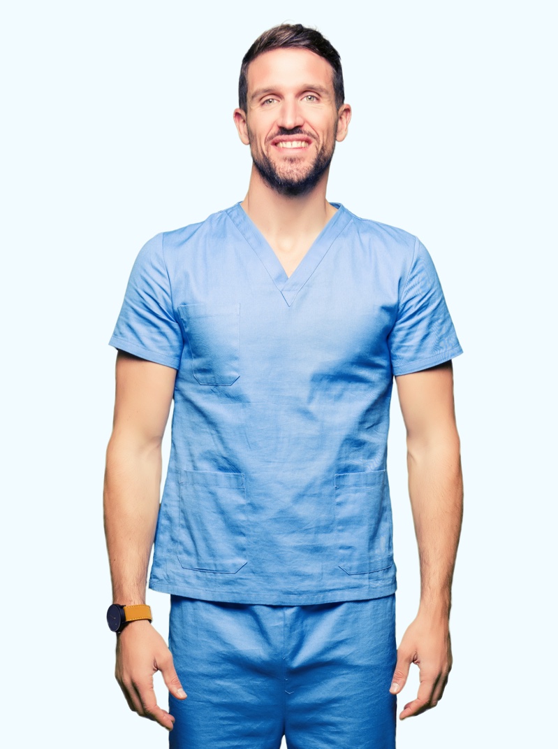 Male Nurse Scrubs Blue