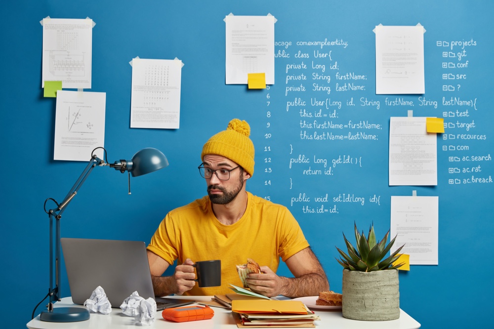 Man Office Setting Paper Post Its Man Office Setting Paper Post Its