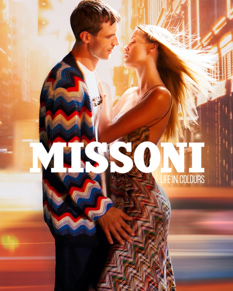 Clément Chabernaud and Georgia May Jagger couple up for Missoni's spring-summer 2022 campaign.