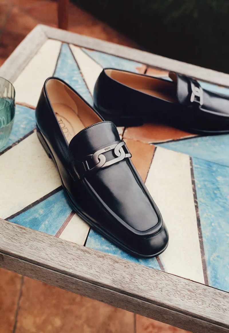 Tod's famous leather loafers make an appearance in the brand's pre-spring 2022 campaign.