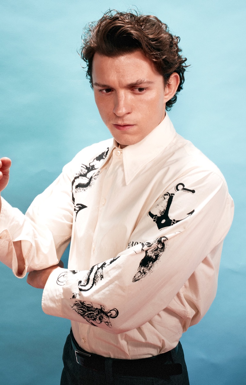 Tom Holland Prada Campaign White Dress Shirt Spring Summer 2022 Campaign