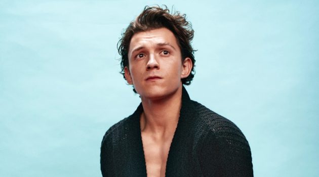 Tom Holland Makes a Splash in Prada Spring '22 Campaign Tom Holland Shirtless Cardigan Prada Campaign Spring Summer 2022 Menswear