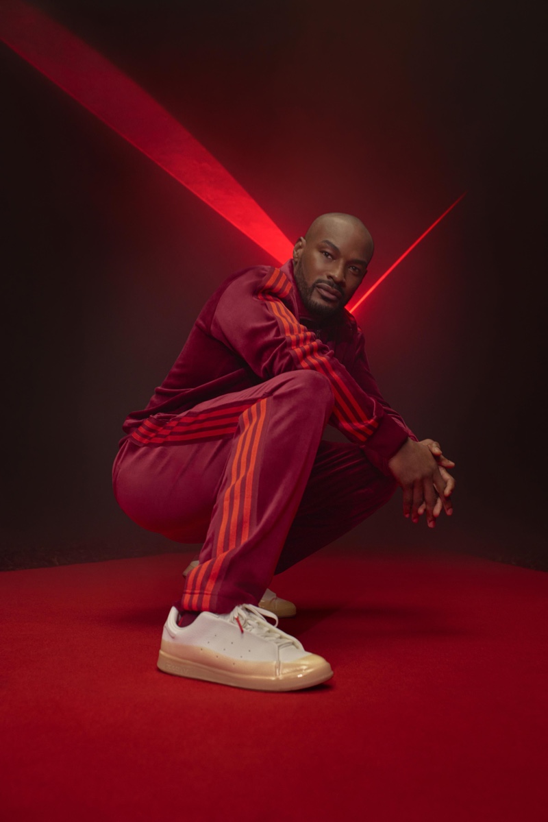 Tyson Beckford Adidas x Ivy Park Campaign Red Tracksuit 2022