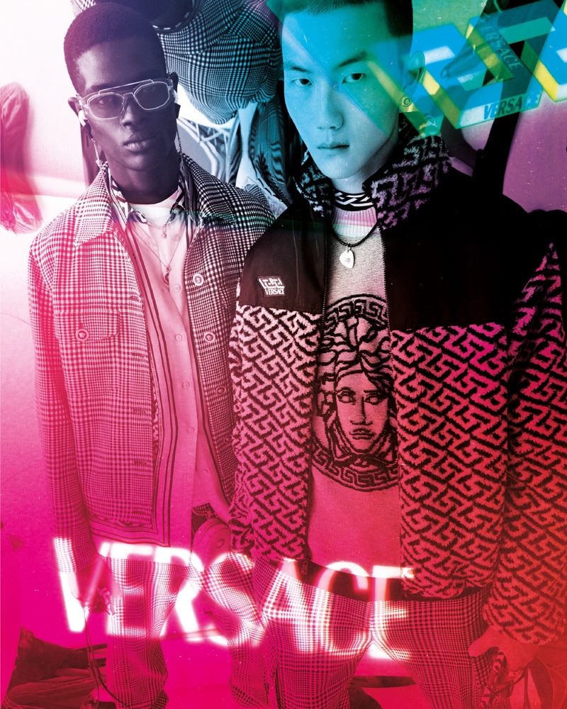 Versace enlists Kelvin Adewole and Ryan Park as the stars of its resort 2022 campaign.