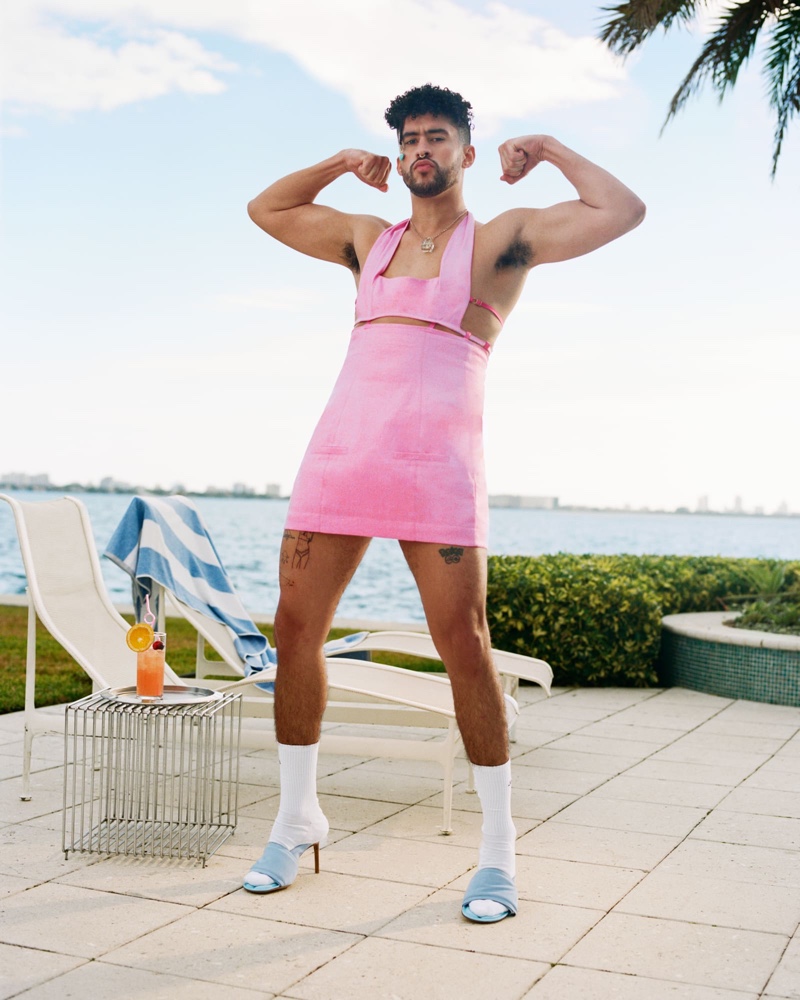 Bad Bunny Dress Pink Heels JACQUEMUS Campaign 2022