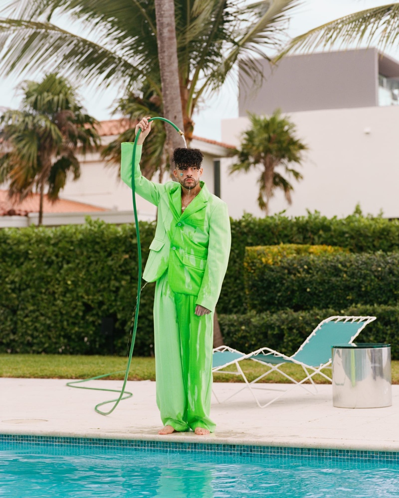Bad Bunny Lime Green Suit JACQUEMUS Ad Campaign 2022
