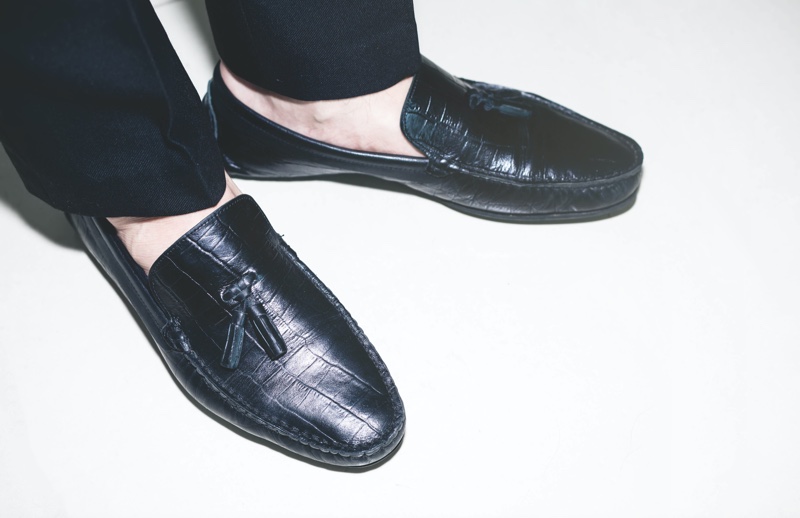 Black Leather Loafers Man