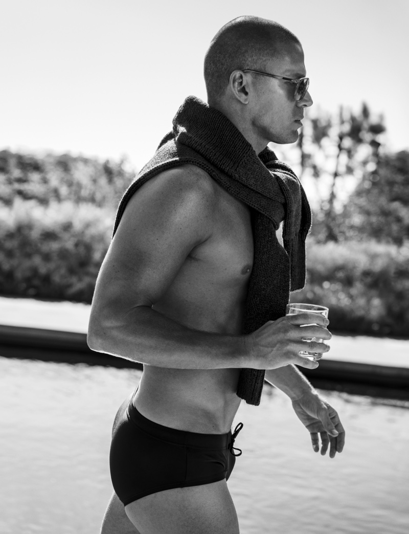 Channing Tatum Shirtless Swimsuit Sunglasses VMAN Photoshoot 2022