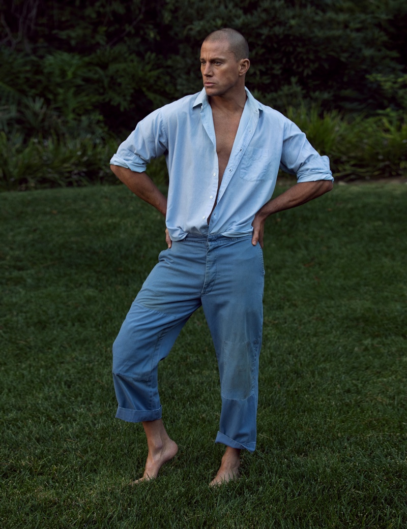 Channing Tatum Posing VMAN Photoshoot 2022 » Channing Tatum Relaxes Poolside with VMAN, Talks 'The Lost City' Channing Tatum Posing VMAN Photoshoot 2022