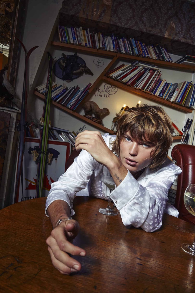 Australian model Jordan Barrett reunites with Chrome Hearts for its spring-summer 2022 campaign.