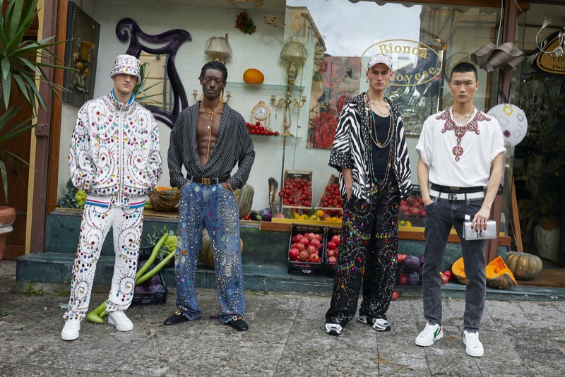 Models Matteo Ferri, Yousouf Bamba, Vik Wildemeersch, and Ryan Park come together as the stars of Dolce & Gabbana's spring-summer 2022 men's campaign.