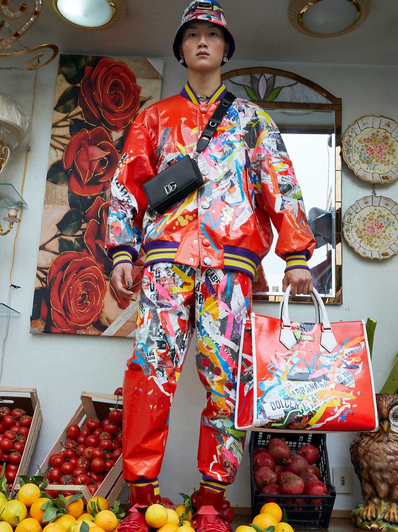 Inspiring in red, Ryan Park fronts Dolce & Gabbana's spring-summer 2022 men's campaign.
