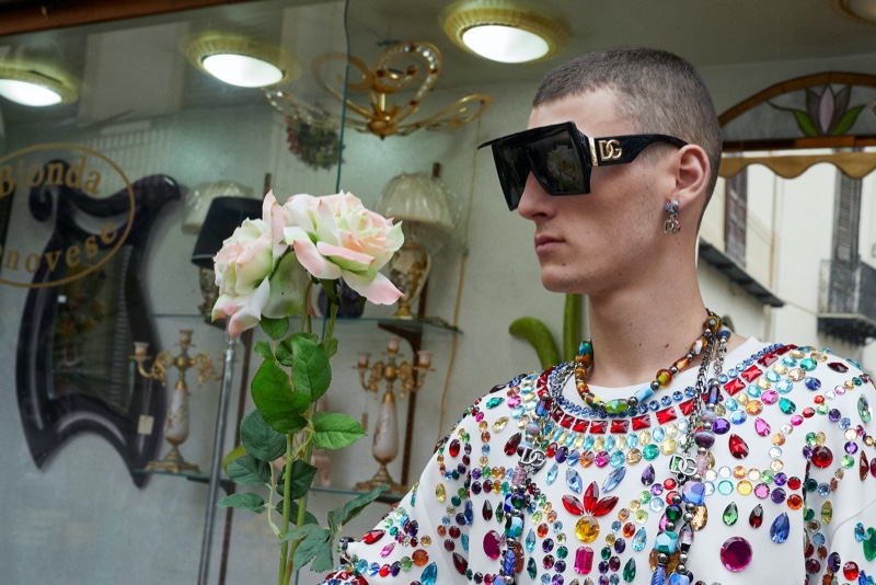 Modern style is front and center as Vik Wildemeersch stars in Dolce & Gabbana's spring-summer 2022 men's eyewear campaign.
