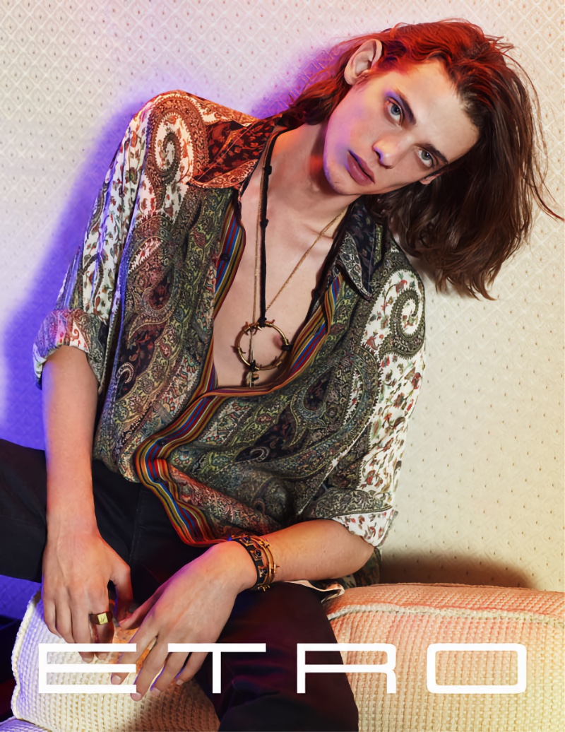 Erin Mommsen stars in Etro's spring-summer 2022 men's campaign.