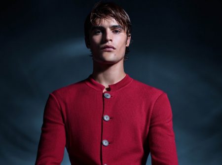 Giorgio Armani Campaign Parker van Noord Model Spring Summer 2022 Red Jacket