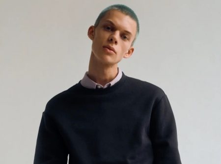 Ante Bergman rocks the sweatshirt with a pair of jeans for H&M's Essentials lineup.
