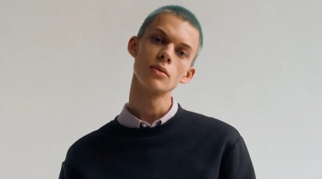 Ante Bergman rocks the sweatshirt with a pair of jeans for H&M's Essentials lineup.