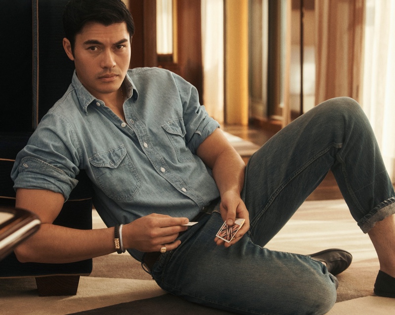 Henry Golding Denim Shirt Jeans David Yurman Campaign Men Spring Summer 2022