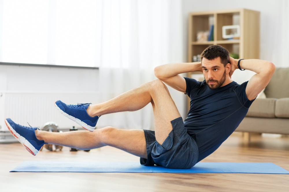 Man Working Out at Home