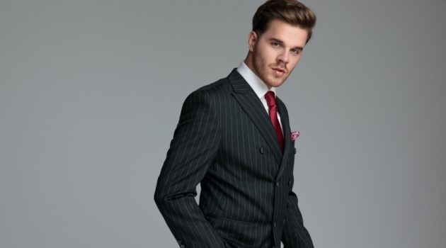 6 Things to Look for in a Suit Model Wearing Pinstripe Suit