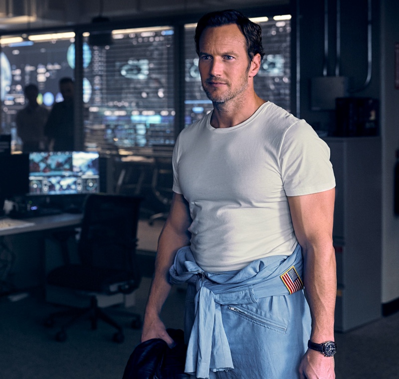 Portraying astronaut Brian Harper in Moonfall, Patrick Wilson wears an OMEGA 42 mm Speedmaster Moonwatch.