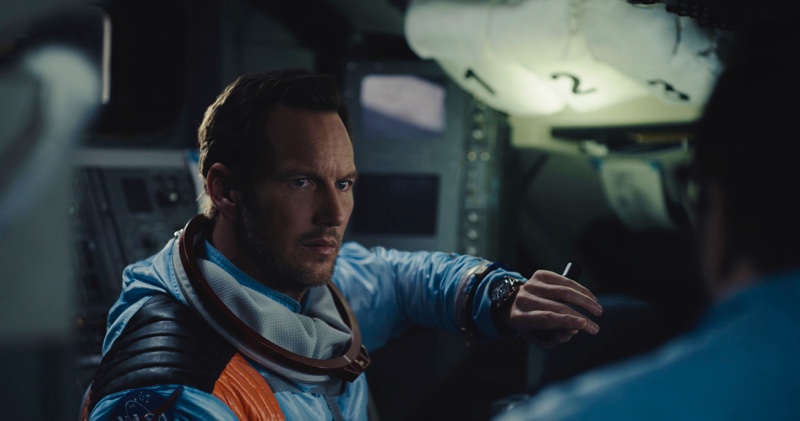 Taking up the spotlight as astronaut Brian Harper in Moonfall, Patrick Wilson sports an OMEGA 42 mm Speedmaster Moonwatch.