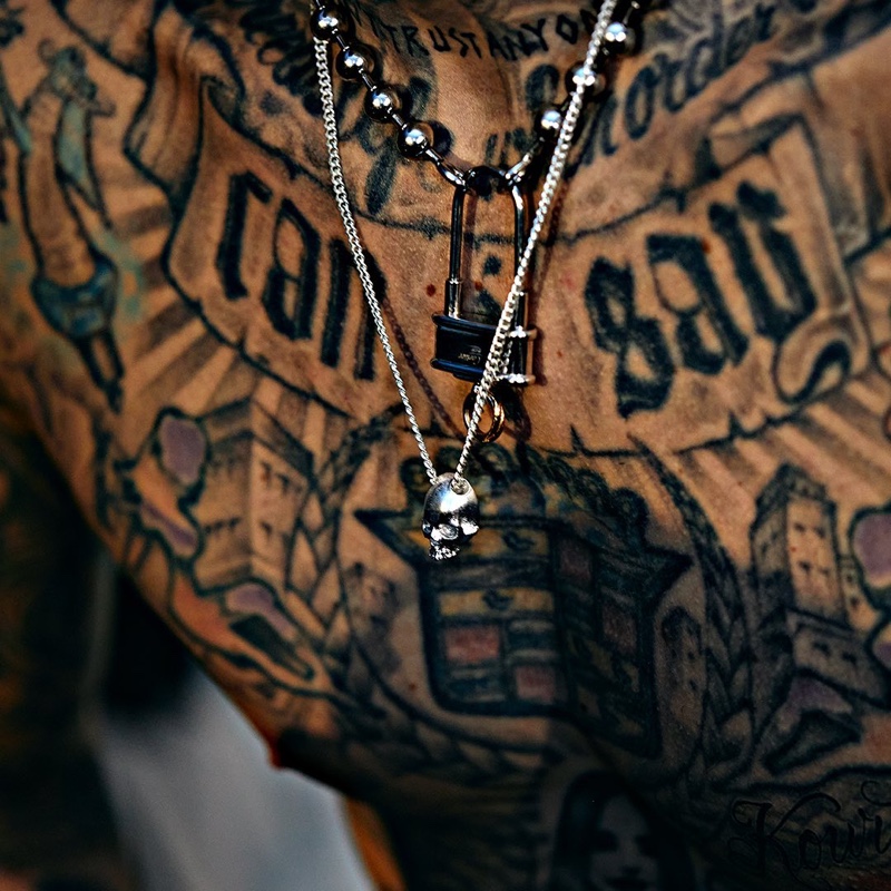 Travis Barker x Buster + Punch Silver Skull Necklace