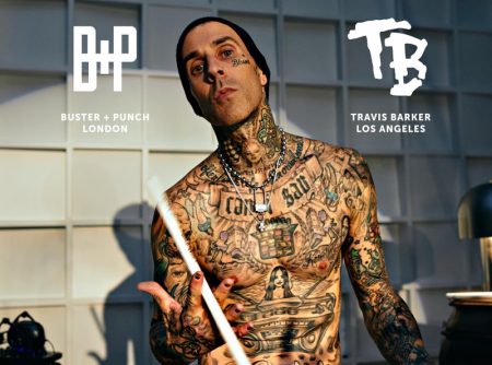 Travis Barker Shirtless Tattoos 2022 Buster + Punch Skull Collection