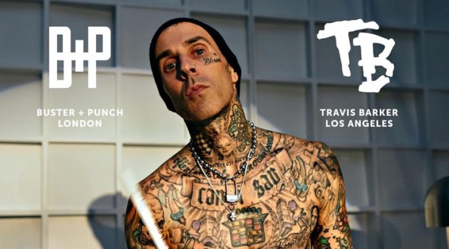 Travis Barker Launches the Skull Collection with Buster + Punch Travis Barker Shirtless Tattoos 2022 Buster + Punch Skull Collection