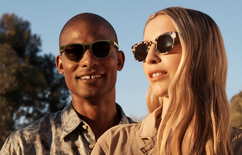 Chase the sun in Warby Parker's fresh eyewear styles like its Waller (pictured left) and Kimball sunglasses.