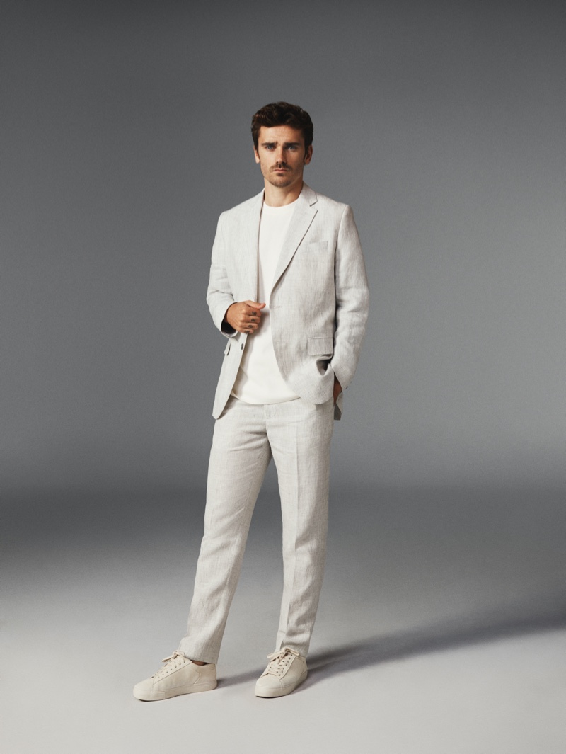 Antoine Griezmann Linen Suit Mango Campaign 2022