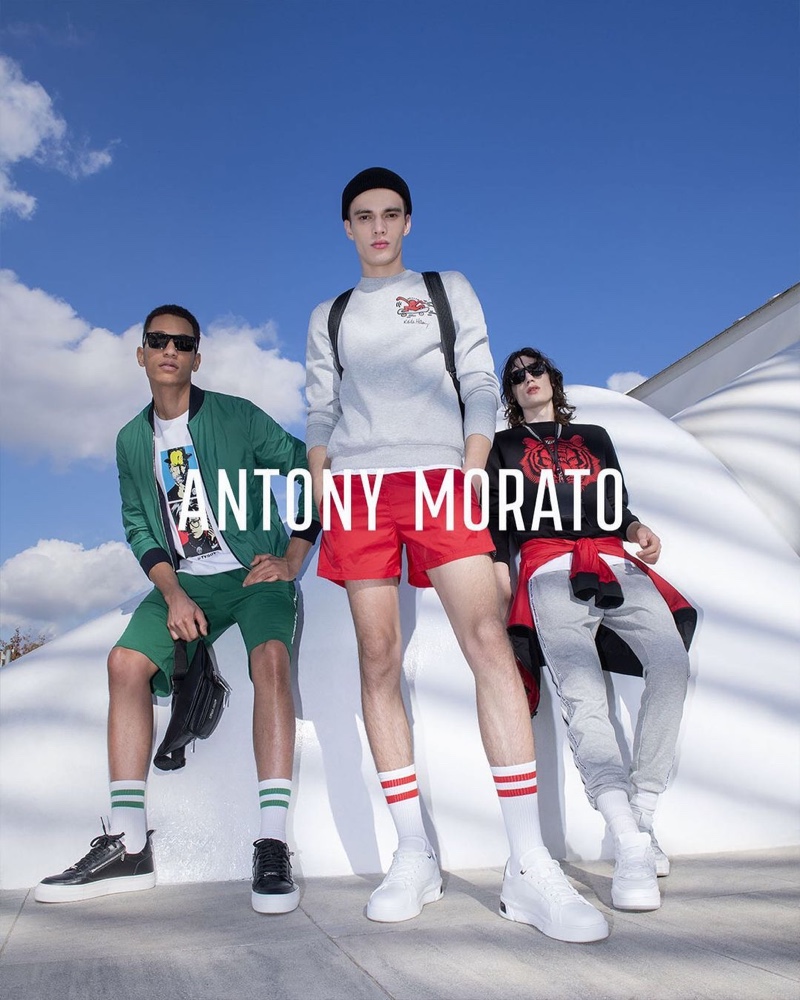 Peter Finn, Dalibor Urosevic, and Oliver Nicholson go sporty for Antony Morato's spring-summer 2022 campaign.