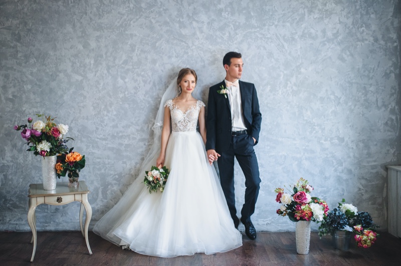 Bride Groom Studio Image Flowers Fashion