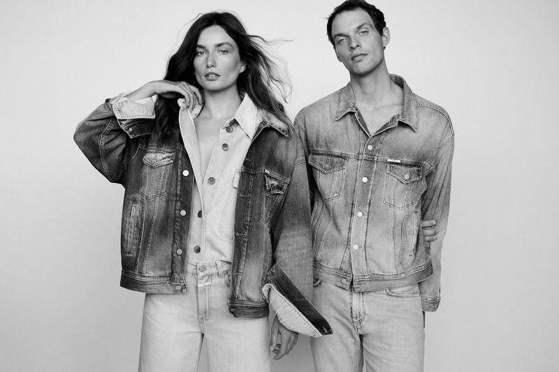 Andreea Diaconu and Rocky Harwood appear in Closed's spring-summer 2022 denim campaign.