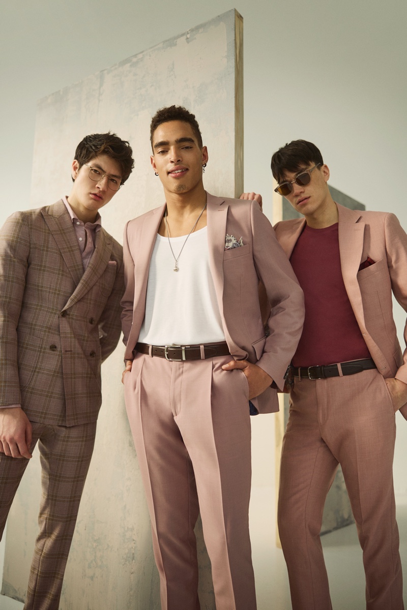 Pastels are in vogue as models Brandon Soon Shiong, Justin Lyons, and Stephen Allen showcase Indochino's latest suits for spring-summer 2022.