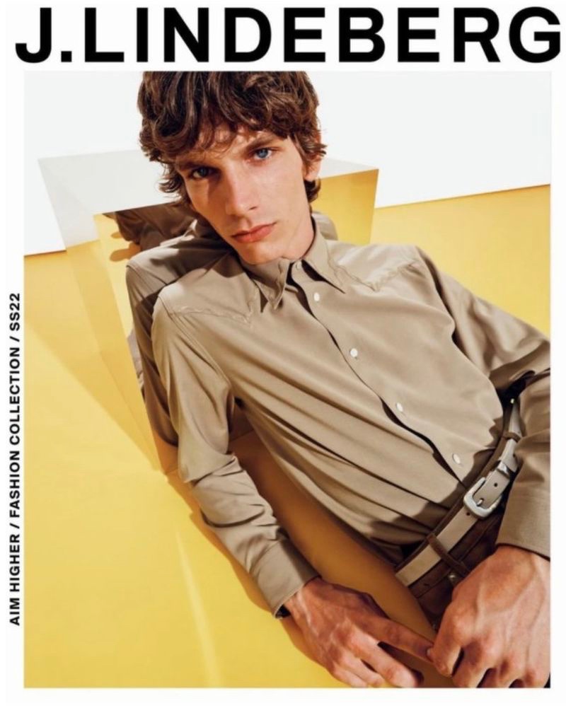 Erik van Gils dons neutral tones for J.Lindeberg's spring-summer 2022 campaign.