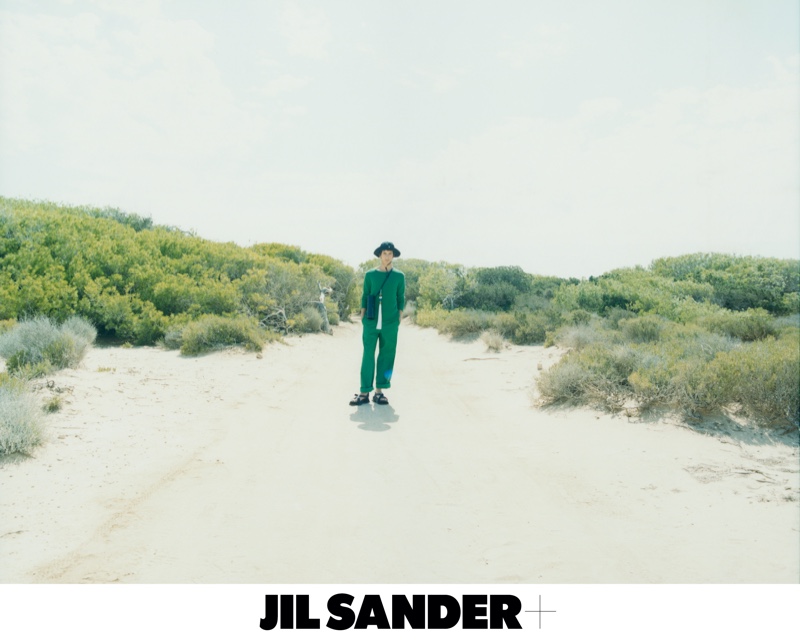 Jil Sander+ enlists model Tak Bengana as the star of its spring-summer 2022 campaign.