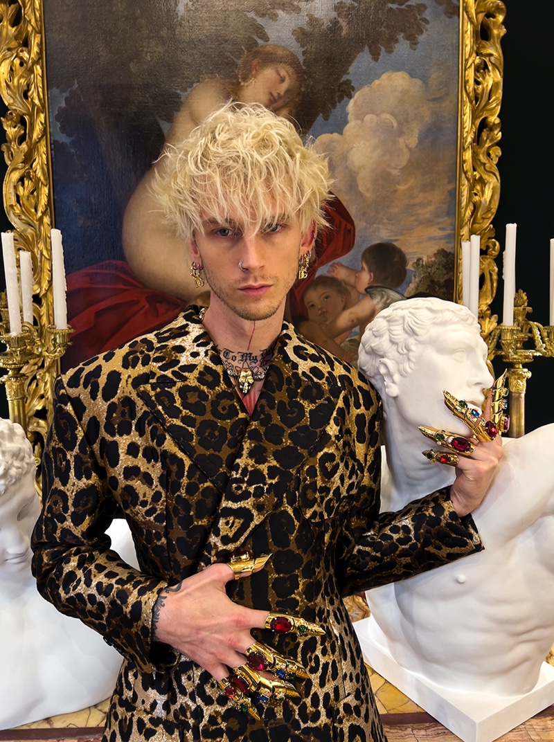 Machine Gun Kelly Leopard Jacket Dolce & Gabbana 2022 Photoshoot