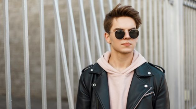 How to Find Glasses From the Latest Ray-Ban Collection Male Model Sunglasses Leather Jacket Hoodie