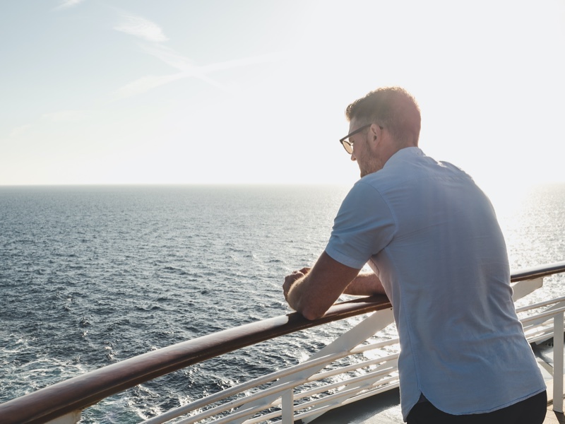 Man Cruise Ship Back Sea