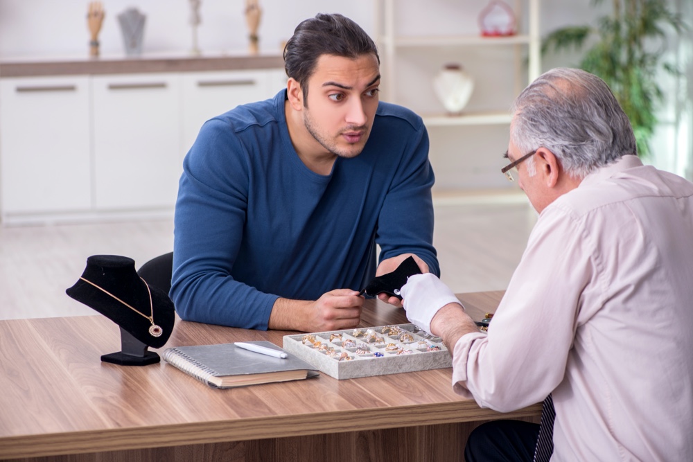 Man Meeting with Jeweler / Custom Engagement Rings