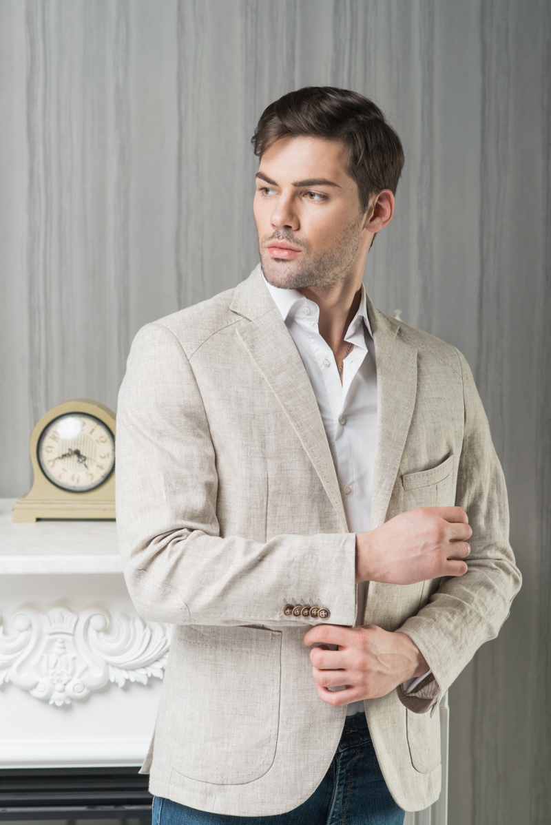 Man Wearing Linen Jacket