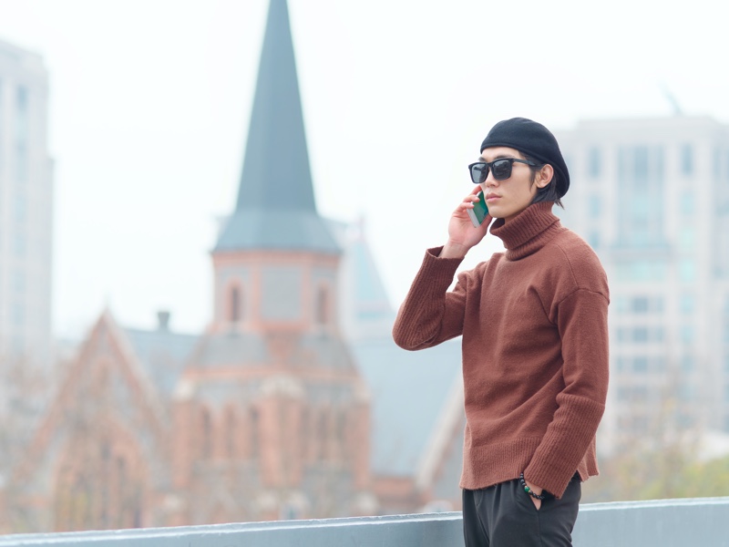 Man Wearing Turtleneck Sweater Man Wearing Turtleneck Sweater