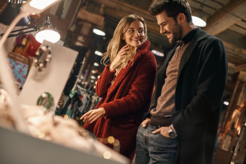 Man and Woman Shopping for Jewelry