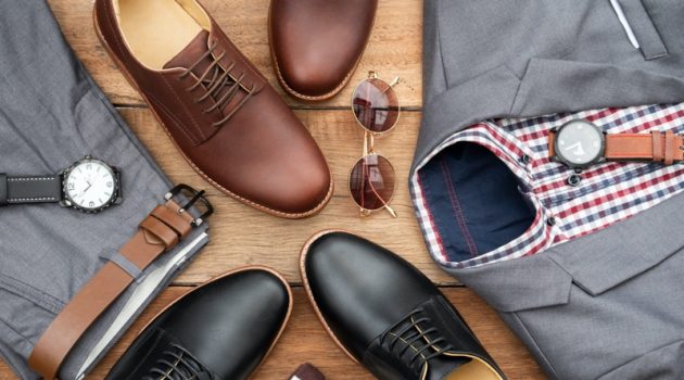 Mens Derby Dress Shoes Outfit Isolated