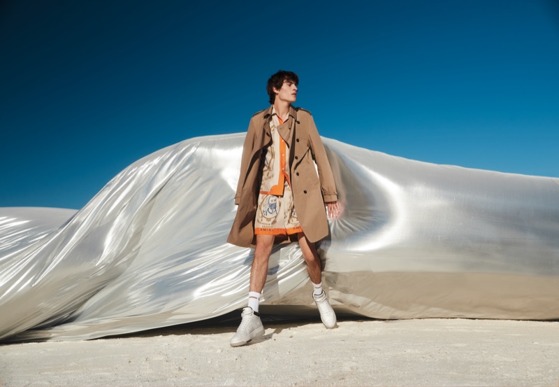 Liam Kelly is a divine vision in AMIRI for Neiman Marcus' spring-summer 2022 men's campaign.