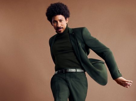 Keiynan Lonsdale Green Suit POLITIX Campaign 2022