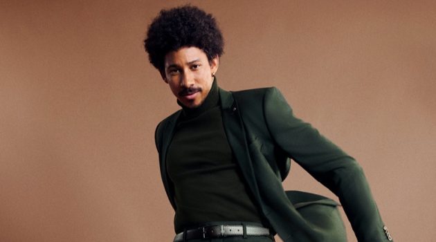 Keiynan Lonsdale Takes on Serious Style for POLITIX Fall '22 Campaign Keiynan Lonsdale Green Suit POLITIX Campaign 2022