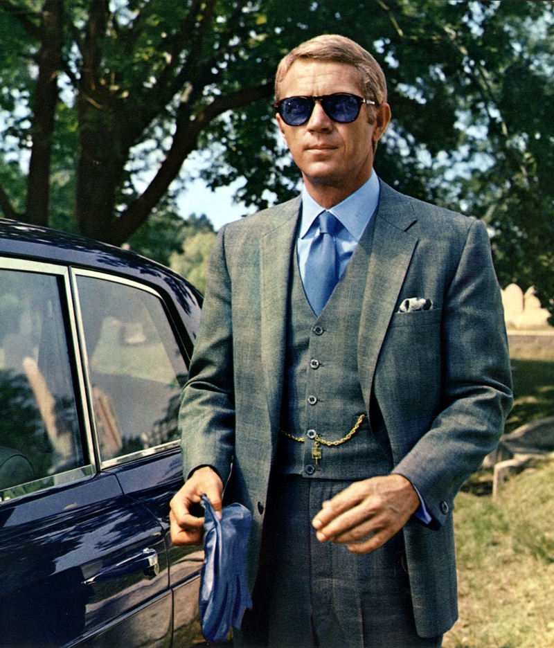 Steve McQueen Thomas Crown Affair Plaid Grey Suit