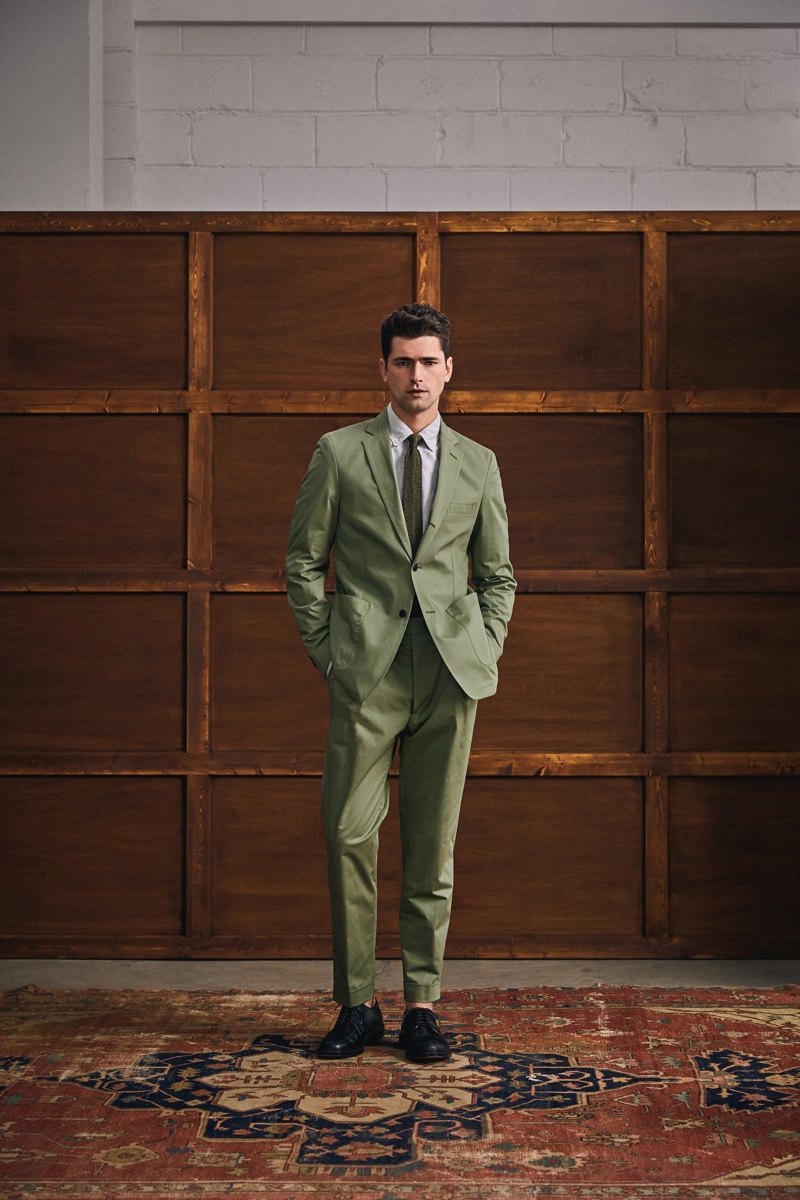 Make a statement in Todd Snyder's faded olive. The menswear brand adds a smart-casual component to the season with its Italian stretch twill Madison suit.